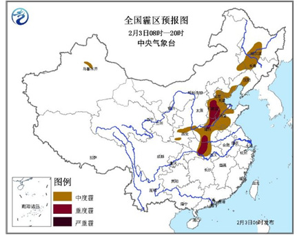 华北黄淮江汉等地有霾河北河南等地有重度霾